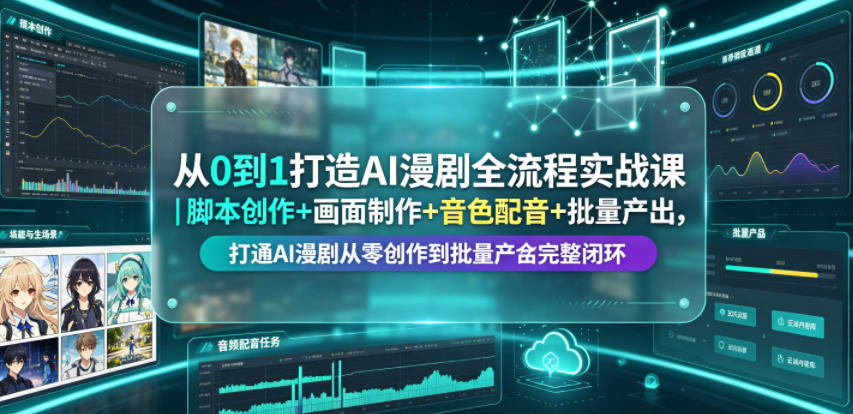 从0到1打造AI漫剧全流程实战课｜脚本创作+画面制作+音色配音+批量产出，打通AI漫剧从零创作到批量量产完整闭环-聚创源