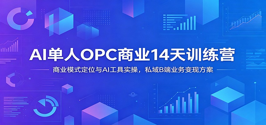 AI单人OPC商业14天训练营：商业模式定位与AI工具实操，私域B端业务变现方案-聚创源