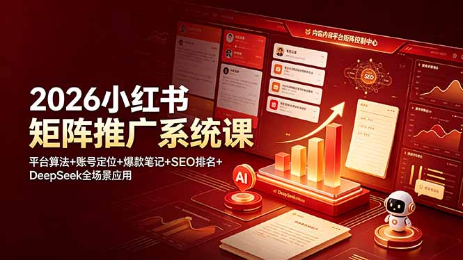 2026小红书矩阵推广系统课：平台算法+账号定位+爆款笔记+SEO排名+DeepSeek全场景应用-聚创源