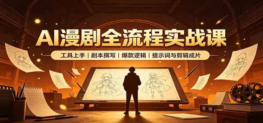 AI漫剧全流程实战课：工具上手、剧本撰写、爆款逻辑、提示词与剪辑成片-聚创源