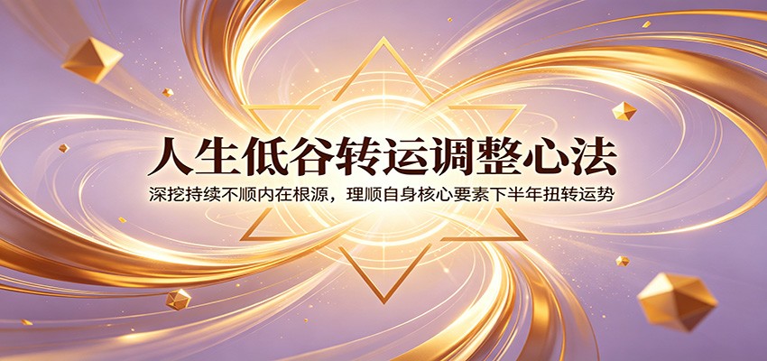 人生低谷转运调整心法：深挖持续不顺内在根源，理顺自身核心要素下半年扭转运势-聚创源