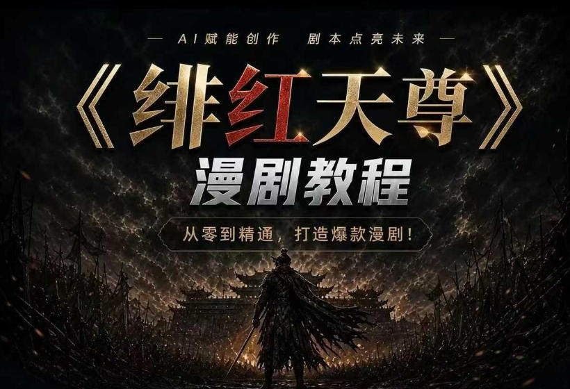 绯红天尊AI漫剧系统教程｜从零入门到精通，工具运用+剧本创作+爆款逻辑+提示词素材+镜头剪辑，全套爆款漫剧落地实战课-聚创源