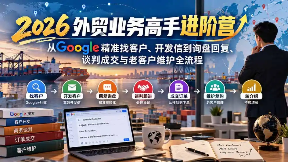 2026外贸业务高手进阶营：从Google精准找客户、开发信到询盘回复、谈判成交与老客户维护全流程-聚创源