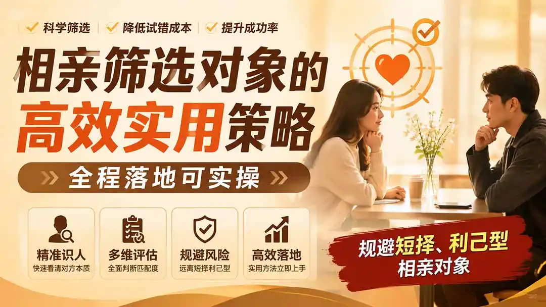 付费文章：相亲筛选对象的高效实用策略，全程落地可实操，规避短择、利己型相亲对象-聚创源