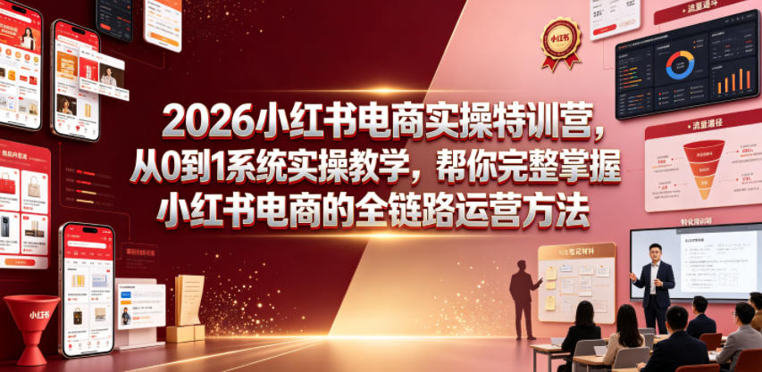 2026小红书电商实操特训营，从0到1系统实操教学，帮你完整掌握小红书电商的全链路运营方法-聚创源