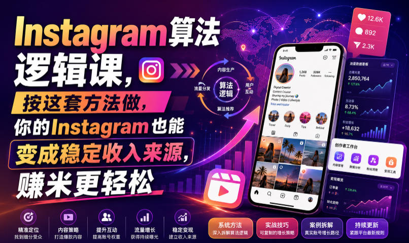 Instagram算法逻辑课，按这套方法做，你的Instagram也能变成稳定收入来源，賺米更轻松【原创双语字幕】-聚创源