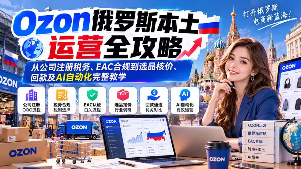 Ozon俄罗斯本土运营全攻略：从公司注册税务、EAC合规到选品核价、回款及AI自动化完整教学-聚创源