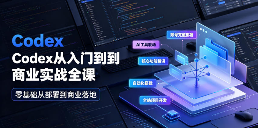 Codex从入门到商业实战全课｜账号充值部署、AI工具联动、核心功能精讲、自动化搭建、全站项目开发零基础教程-聚创源