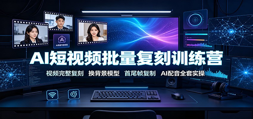 AI短视频批量复刻训练营：视频完整复刻，换背景模型、首尾帧复制、AI配音全套实操-聚创源