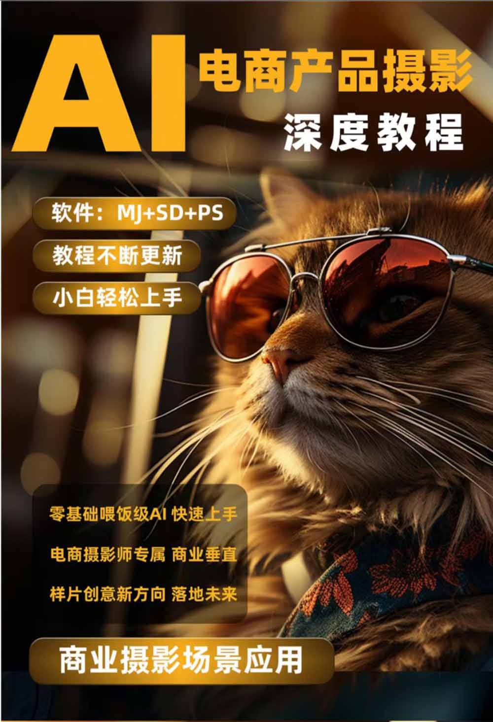AI电商人像摄影实战课·SD多端部署｜MJ完整教学｜家电护肤家具商品图人像写真全案例-聚创源
