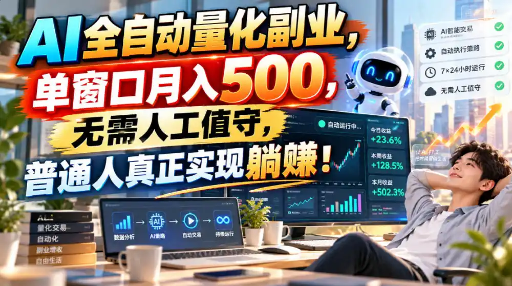 AI全自动量化副业，单窗口月入500，无需人工值守，普通人真正实现躺賺！-聚创源