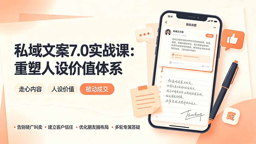 私域文案实战课7.0：重塑人设价值体系｜-告别硬广推销×走心内容×自我价值塑造，实现被动成交-聚创源