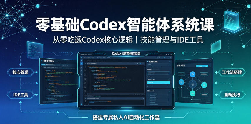 零基础Codex智能体系统课｜从零吃透Codex核心逻辑、技能管理与IDE工具，搭建专属私人AI自动化工作流-聚创源