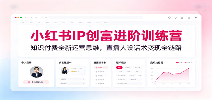 小红书IP创富进阶训练营：知识付费全新运营思维，直播人设话术变现全链路-聚创源