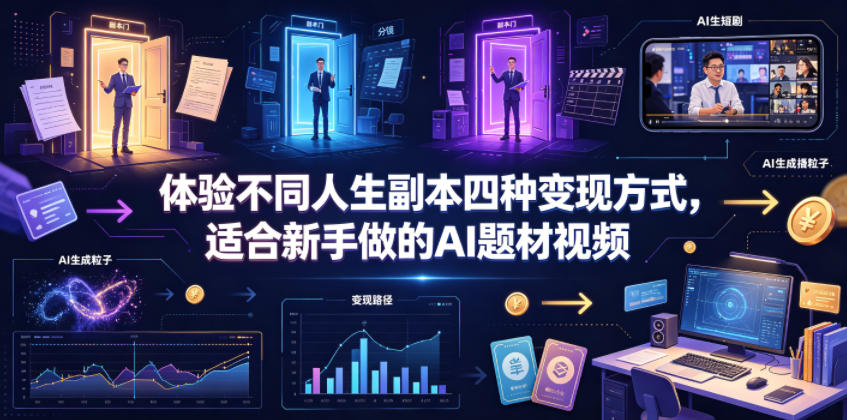 体验不同人生副本四种变现方式,适合新手做的AI题材视频-聚创源
