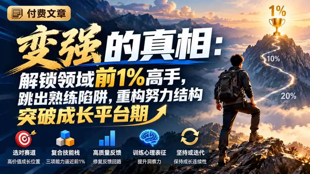 付费文章：变强的真相：解锁领域前1%高手，跳出熟练陷阱，重构努力结构突破成长平台期-聚创源