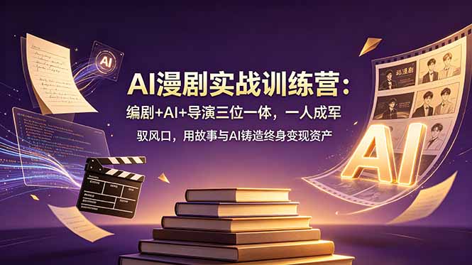 AI漫剧实战训练营：编剧+AI+导演三位一体，一人成军 驭风口，用故事与AI铸造终身变现资产-聚创源