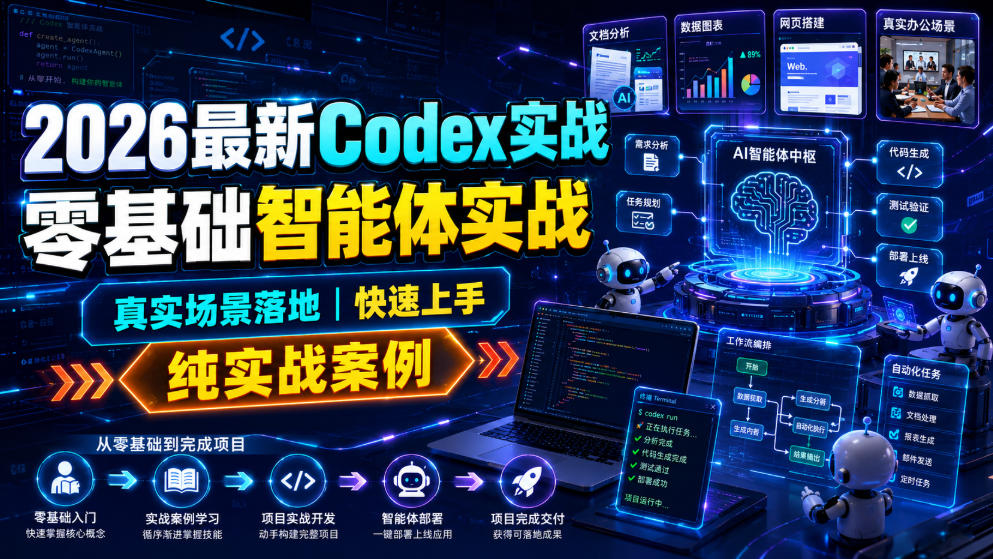 2026最新Codex实战零基础智能体实战,真实场景落地,快速上手,纯实战案例-聚创源