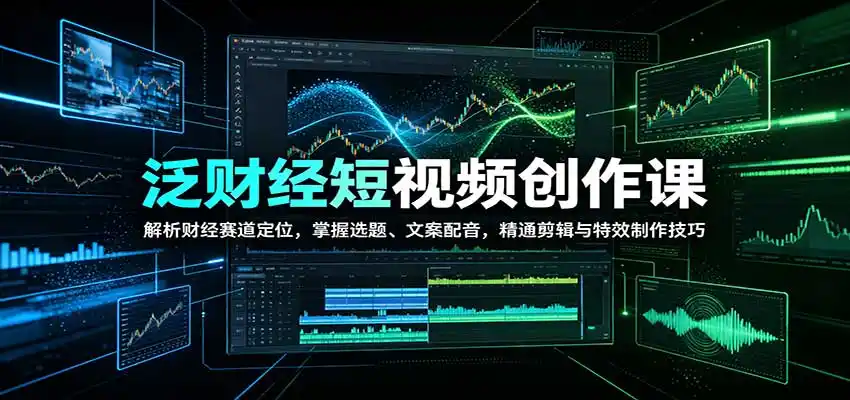 泛财经短视频创作课：解析财经赛道定位，掌握选题、文案配音，精通剪辑与特效制作技巧-聚创源