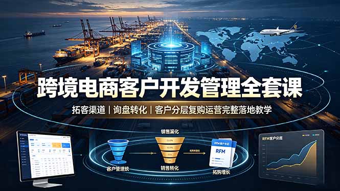 跨境电商客户开发管理全套课·拓客渠道|询盘转化|客户分层复购运营完整落地教学-聚创源