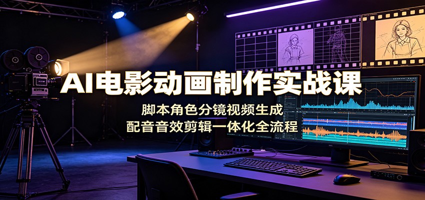 AI电影动画制作实战课：脚本角色分镜视频生成，配音音效剪辑一体化全流程-聚创源