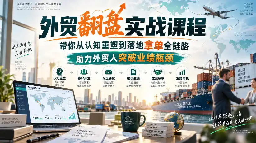 外贸翻盘实战课程，带你从认知重塑到落地拿单全链路，助力外贸人突破业绩瓶颈-聚创源