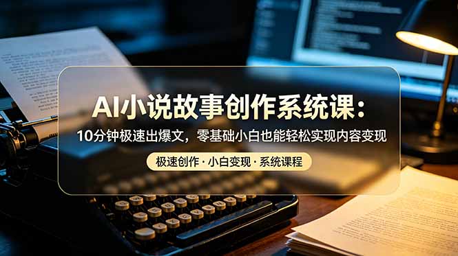 AI小说故事创作系统课：10分钟极速出爆文，零基础小白也能轻松实现内容变现-聚创源