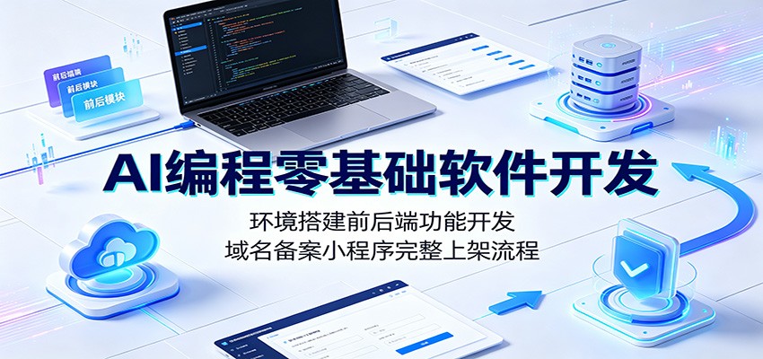 AI编程零基础软件开发：环境搭建前后端功能开发，域名备案小程序完整上架流程-聚创源