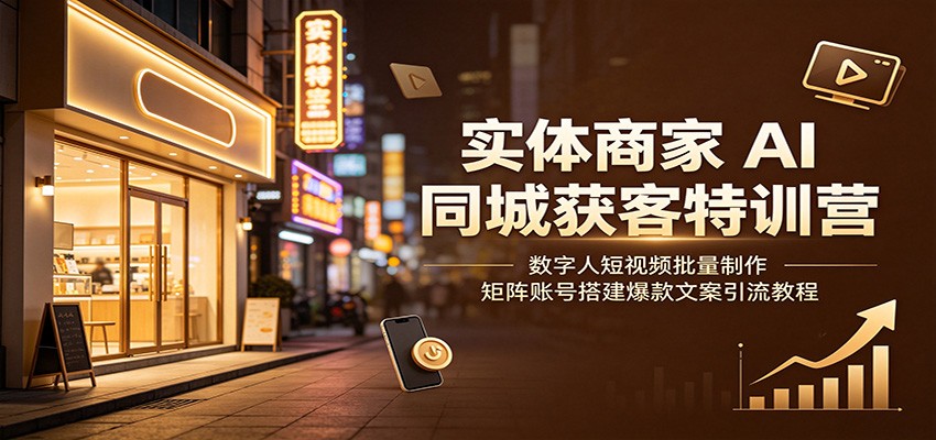 实体商家AI同城获客特训营：数字人短视频批量制作，矩阵账号搭建爆款文案引流教程-聚创源