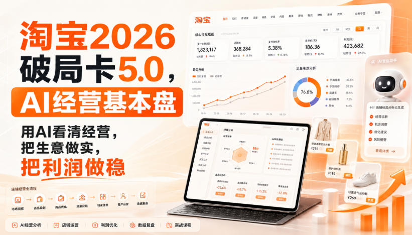 智篆商业-淘宝2026破局卡5.0，AI经营基本盘，用AI看清经营，把生意做实，把利润做稳-聚创源