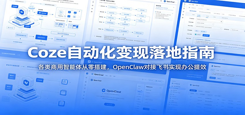 Coze自动化变现落地指南：各类商用智能体从零搭建，OpenClaw对接飞书实现办公提效-聚创源