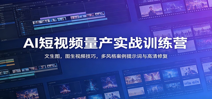 AI短视频量产实战训练营：文生图，图生视频技巧，多风格案例提示词与高清修复-聚创源
