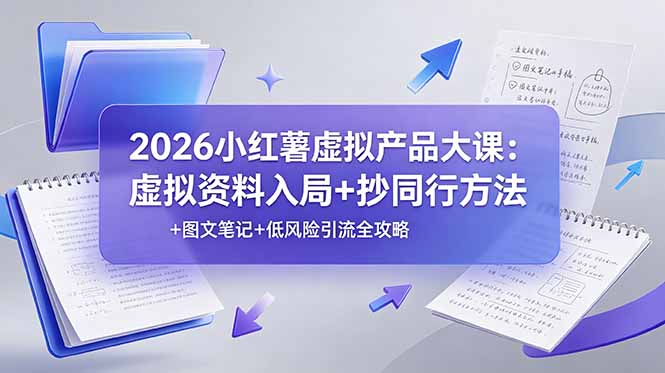 2026小红薯虚拟产品大课：虚拟资料入局+抄同行方法+图文笔记+低风险引流全攻略-聚创源