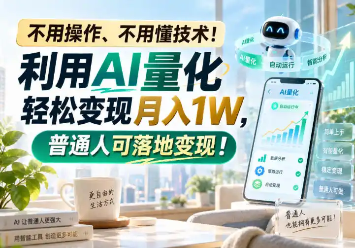 不用操作、不用懂技术！利用AI量化轻松变现月入1W，普通人可落地变现！【揭秘】-聚创源