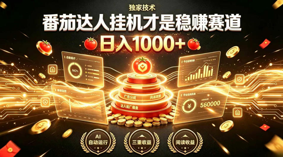别再瞎找副业!番茄达人挂G才是稳賺赛道,日入1000+,全程傻瓜式操作,可矩阵放大【揭秘】-聚创源