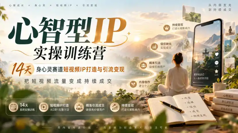 心智型IP实操训练营｜14天身心灵赛道短视频IP打造与引流变现，把短视频流量变成持续成交-聚创源