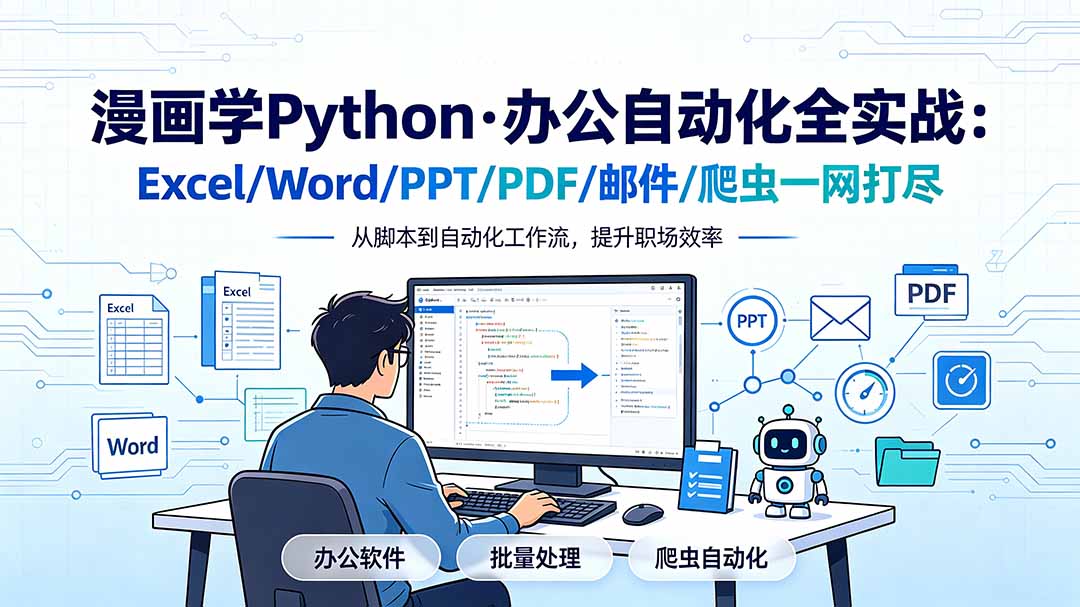 漫画学Python·办公自动化全实战:Excel/Word/PPT/PDF/邮件/爬虫一网打尽-聚创源
