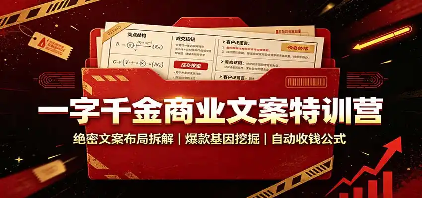 一字千金商业文案特训营：绝密文案布局拆解，爆款基因挖掘，自动收钱公式-聚创源