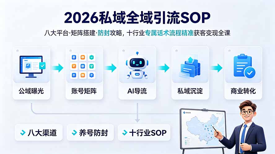 2026私域全域引流SOP｜八大平台·矩阵搭建·防封攻略，十行业专属话术流程精准获客变现全课-聚创源