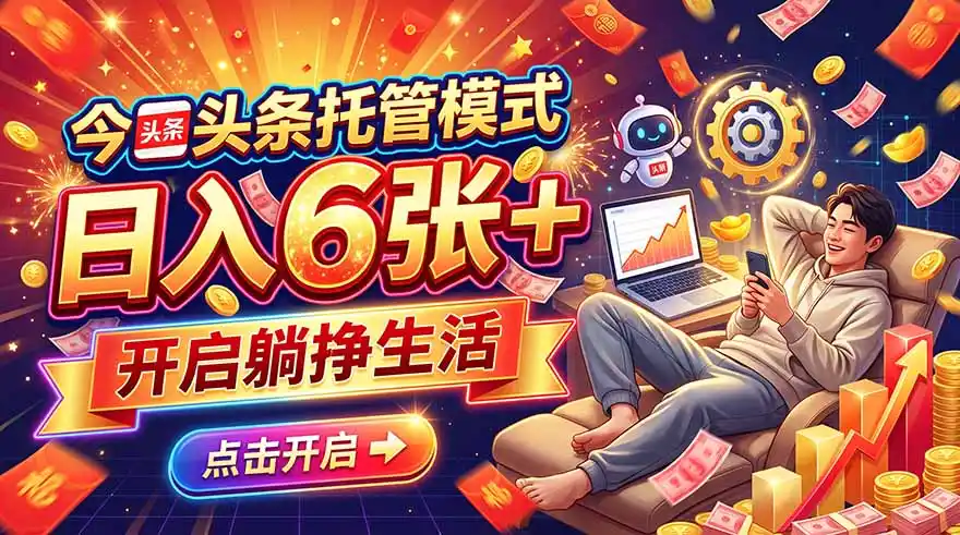 今日头条AI托管模式，每天5分钟，最高月入5000+，操作超简单，零门槛-聚创源