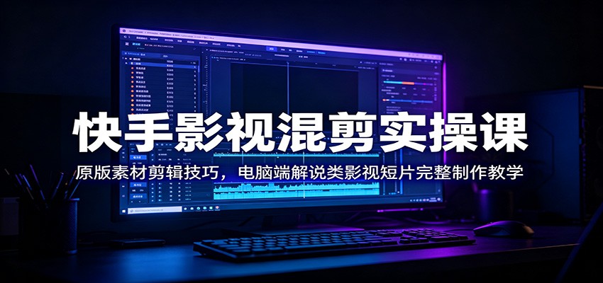 快手影视混剪实操课：原版素材剪辑技巧，电脑端解说类影视短片完整制作教学-聚创源
