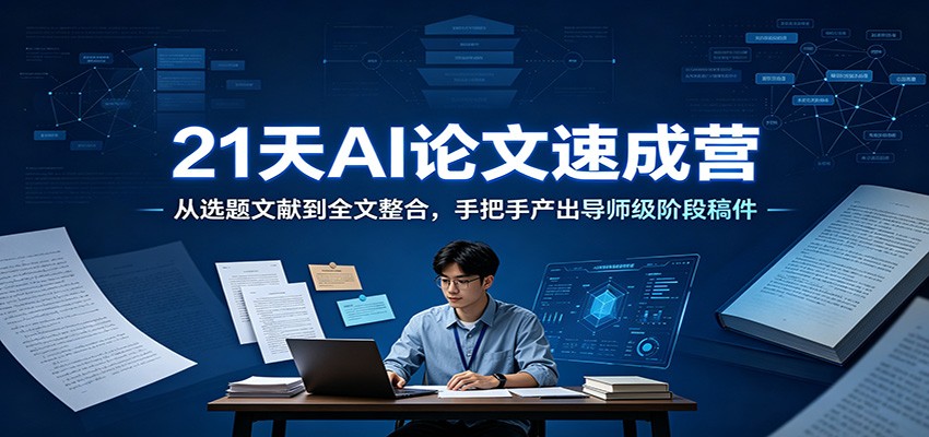 21天AI论文速成营：从选题文献到全文整合，手把手产出导师级阶段稿件-聚创源