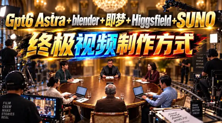 GPT-6 Astra+Blender+即梦+Higgsfield+Suno=终极视频制作方式！-聚创源
