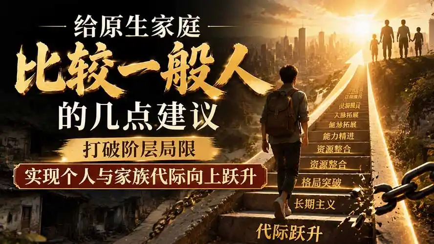 付费文章：给原生家庭比较一般人的几点建议，打破阶层局限，实现个人与家族代际向上跃升-聚创源