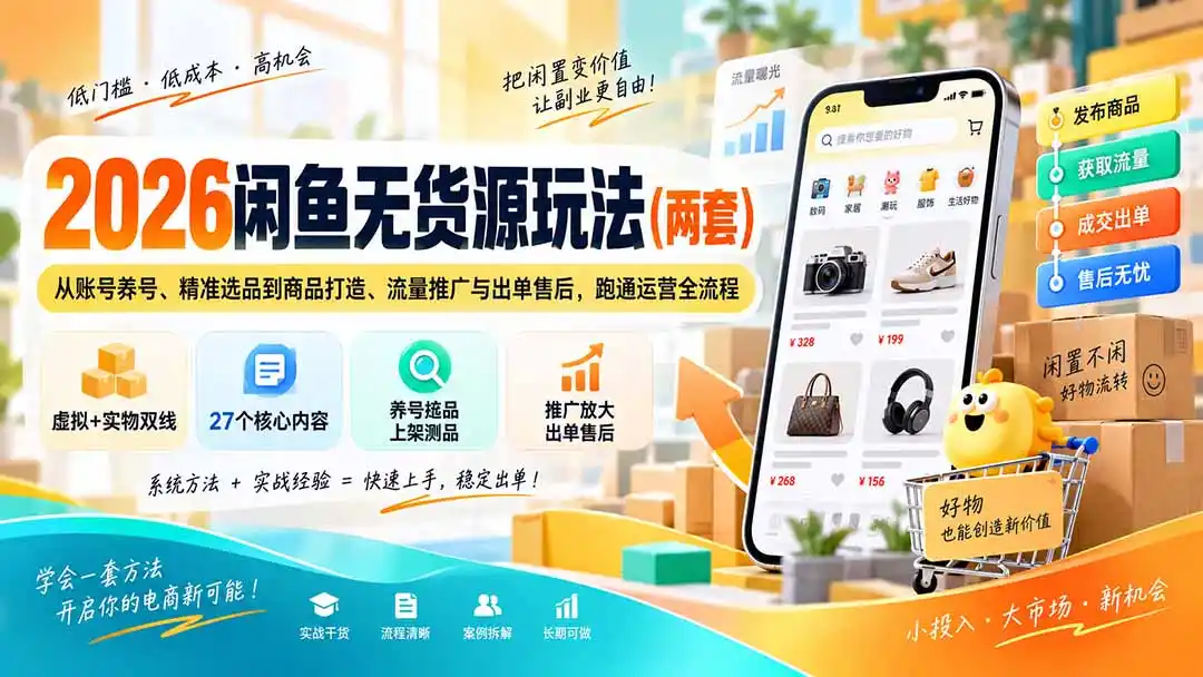 2026闲鱼无货源玩法(两套-聚创源