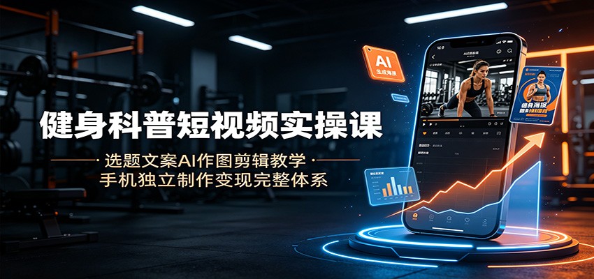 健身科普短视频实操课：选题文案AI作图剪辑教学，手机独立制作变现完整体系-聚创源