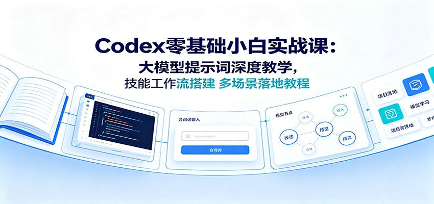 Codex零基础小白实战课:大模型提示词深度教学,技能工作流搭建多场景落地教程-聚创源