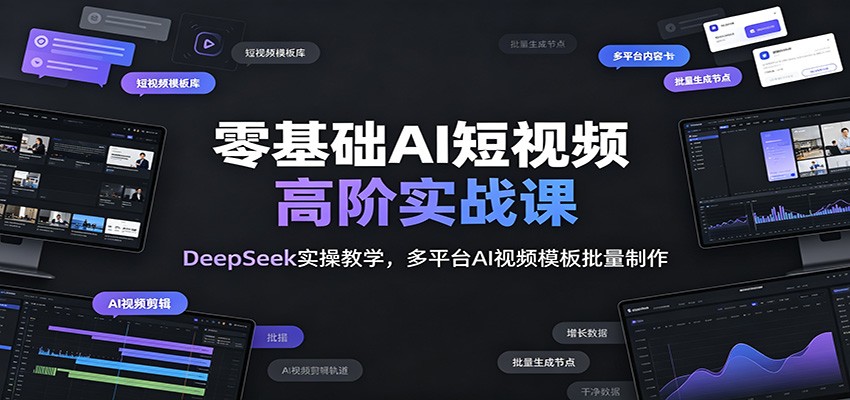 零基础AI短视频高阶实战课：DeepSeek实操教学，多平台AI视频模板批量制作-聚创源