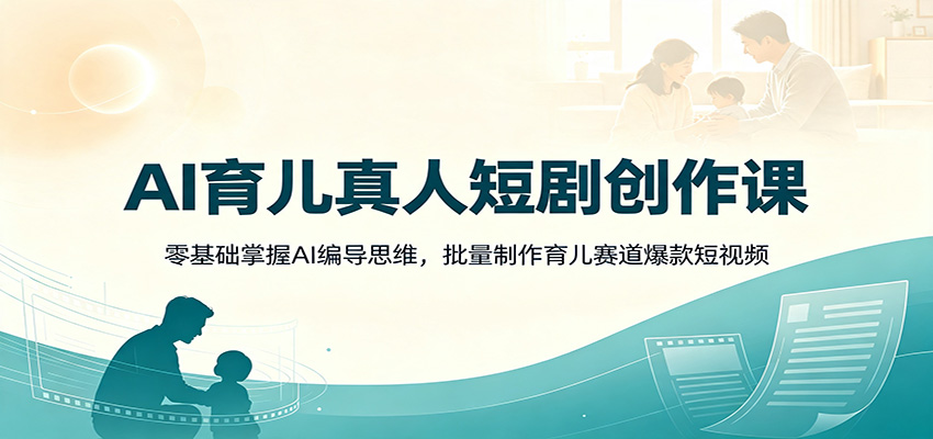 AI育儿真人短剧创作课：零基础掌握AI编导思维，批量制作育儿赛道爆款短视频-聚创源