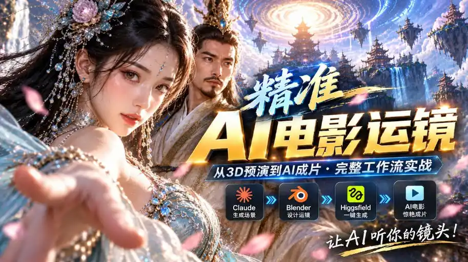 AI视频终于能精准运镜了！Claude+Blender+Higgsfield免费插件实测-聚创源
